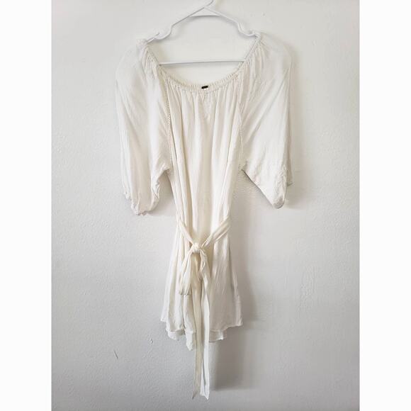 Free People Off The Shoulder Floral Embroidered Dress Blouson Cottage Coquette - Picture 2 of 8